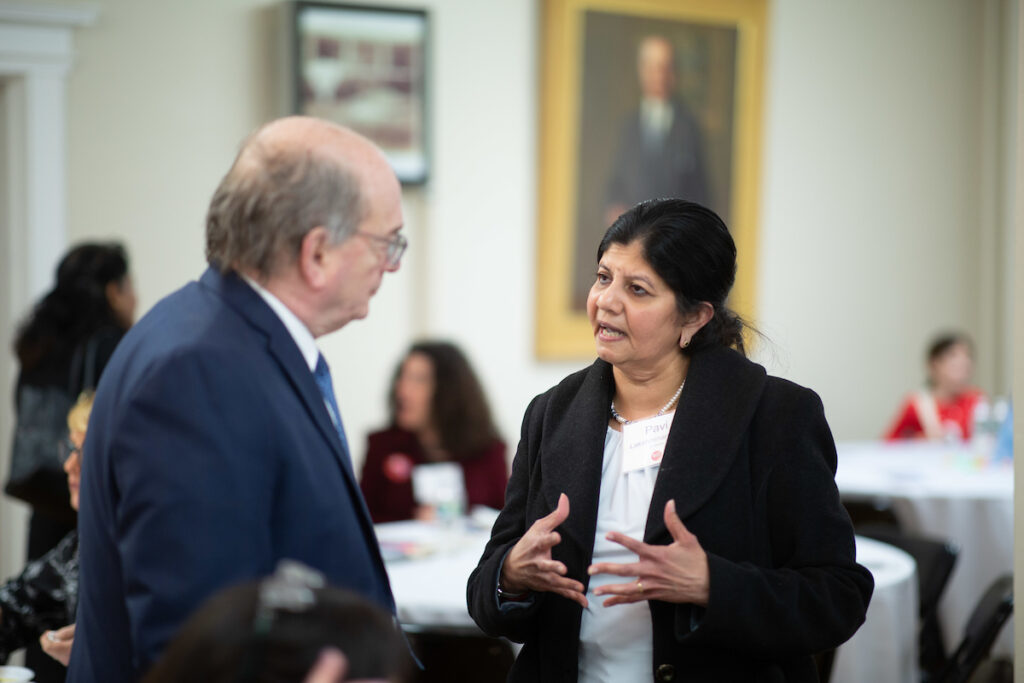 Pavi speaking to legislator